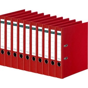 Ordner Schäfer Shop Select, DIN A4, Rückenbreite 50 mm, Griffloch, auswechselbares Rückenschild, Polypropylen, 10 Stück, rot