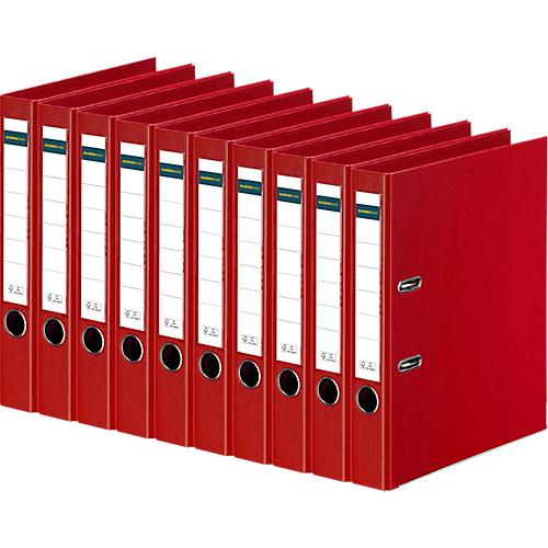 Ordner Schäfer Shop Select, DIN A4, Rückenbreite 50 mm, Griffloch, auswechselbares Rückenschild, Polypropylen, 10 Stück, rot