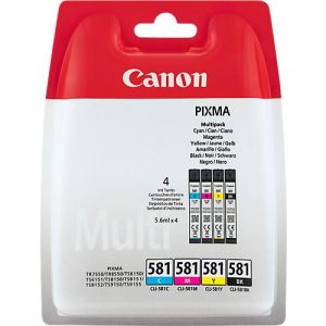 Original Canon Tintenpatronen CLI-581 CMYK, Mixpack, cyan, magenta, gelb, schwarz Original Canon Tintenpatronen CLI-581 CMYK, Mixpack, cyan, magenta, gelb, schwarz