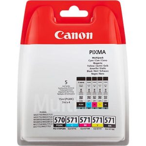 Original Canon Tintenpatronen PGI-570/CLI-571 CMYK, Multipack, cyan, magenta, gelb, schwarz, schwarz-pigmentiert Original Canon Tintenpatronen PGI-570/CLI-571 CMYK, Multipack, cyan, magenta, gelb, schwarz, schwarz-pigmentiert