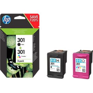 Original HP Tintenpatronen 301 CMYK, Mixpack, schwarz, Tri-Colour Original HP Tintenpatronen 301 CMYK, Mixpack, schwarz, Tri-Colour