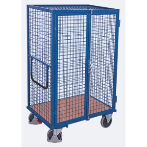 Paketwagen, Stahl/MDF-Platte, Enzianblau/Buche-Dekor, 1 Etage, 1045 x 685 mm, Dach und Doppelflügeltür, abschließbar, EasySTOP, bis 500 kg Paketwagen, Stahl/MDF-Platte, Enzianblau/Buche-Dekor, 1 Etage, 1045 x 685 mm, Dach und Doppelflügeltür, abschließbar, EasySTOP, bis 500 kg