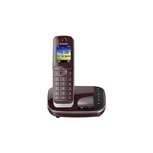 Panasonic KX-TGJ320GR – Schnurlostelefon – Anrufbeantworter mit Rufnummernanzeige – DECTGAP – dreiweg Anruffunktion – Weinrot