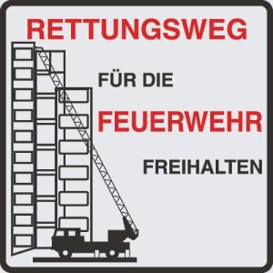 Parkverbot-Schild ‚Rettungsweg für die Feuerwehr freihalten‘ (Alu-Dibond) Parkverbot-Schild ‚Rettungsweg für die Feuerwehr freihalten‘ (Alu-Dibond)