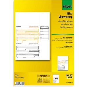 PC-SEPA-Überweisung sigel® ZV570, 100 Stück