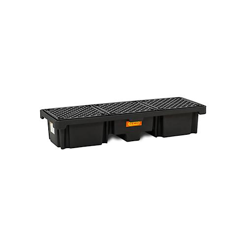PE-Auffangwanne CEMO 220/3, mit 3 PE-Gitterrosten, B 1860 x T 660 x H 330 mm, 215 l, für 3 x 200 l Fässer, bis 900 kg
