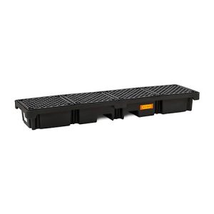 PE-Auffangwanne CEMO 220/4e, mit 4 PE-Gitterrosten, B 2450 x T 660 x H 260 mm, 215 l, für 4 x 200 l Fässer, bis 1200 kg