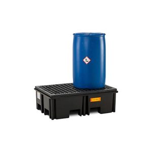PE-Palettenauffangwanne CEMO 220/2 für 1 Europalette, L 1230 x B 830 x H 390 mm, 220 l, für 2 x 200 l Fässer, PE-Gitterrost PE-Palettenauffangwanne CEMO 220/2 für 1 Europalette, L 1230 x B 830 x H 390 mm, 220 l, für 2 x 200 l Fässer, PE-Gitterrost