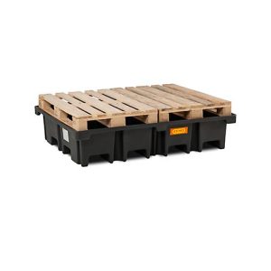 PE-Palettenauffangwanne CEMO 425/4 für 2 Europaletten quer, L 1670 x B 1270 x H 360 mm, 425 l, für 4 x 200 l Fässer, ohne Gitterrost PE-Palettenauffangwanne CEMO 425/4 für 2 Europaletten quer, L 1670 x B 1270 x H 360 mm, 425 l, für 4 x 200 l Fässer, ohne Gitterrost