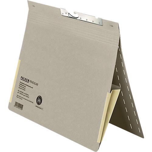 Pendelhefter Falken, Format A4, für bis zu 200 Blatt, 2 Fächer, Schlitzstanzung, Behördenheftung, Tasche, Recycling-Karton, grau, 50 Stück