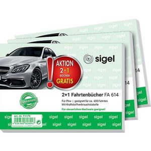 Pkw Fahrtenbuch Sigel, A6 quer, 40 Blatt für ca. jeweils 430 Fahrten, 2 Stck + 1 GRATIS Pkw Fahrtenbuch Sigel, A6 quer, 40 Blatt für ca. jeweils 430 Fahrten, 2 Stck + 1 GRATIS