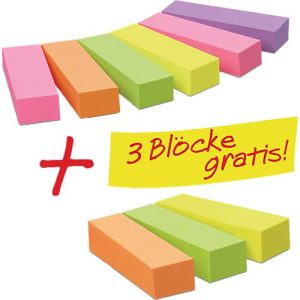 Post it Haftnotizen-Blöcke Page Marker 670-6, 15 x 50 mm, 6 Stück + 3 Haftnotizen-Blöcke GRATIS