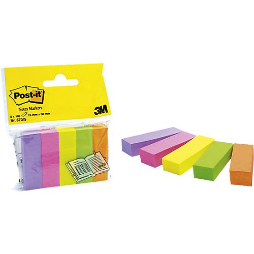 Post-it Haftstreifen 670-5, 5 x 100 Blatt, farbsortiert