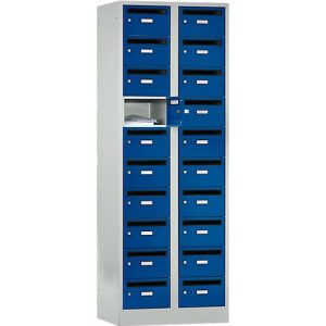 Postverteilerschrank, mit Einwurfschlitz, 2 Abteile, Sicherheitszylinderschloss, enzianblau Postverteilerschrank, mit Einwurfschlitz, 2 Abteile, Sicherheitszylinderschloss, enzianblau