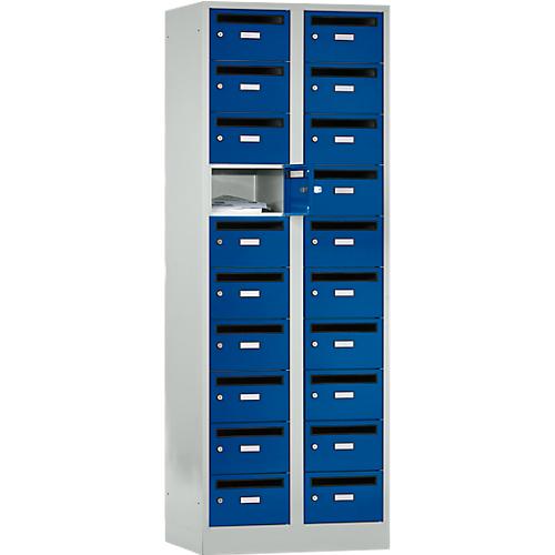 Postverteilerschrank, mit Einwurfschlitz, 2 Abteile, Sicherheitszylinderschloss, enzianblau