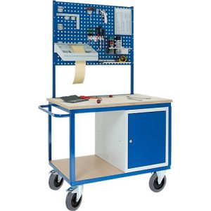 Profi-Werkbankwagen mit Schrank, 2 x Lochmodulplatte, 1250x700x1990mm Profi-Werkbankwagen mit Schrank, 2 x Lochmodulplatte, 1250x700x1990mm