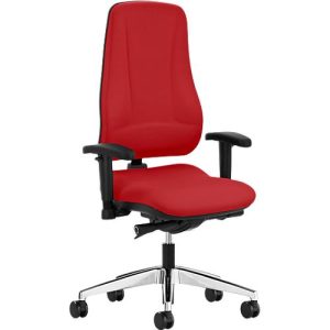 Prosedia Bürostuhl LEANOS V KOMFORT, Synchronmechanik, ohne Armlehnen, hohe Rückenlehne, rot/alupoliert Prosedia Bürostuhl LEANOS V KOMFORT, Synchronmechanik, ohne Armlehnen, hohe Rückenlehne, rot/alupoliert
