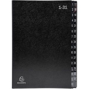 Pultordner Exacompta 57032E, Format A4, 32 Fächer, Taben 1-31, B 250 x H 330 mm, Blauer Engel, Recycling-Karton, schwarz Pultordner Exacompta 57032E, Format A4, 32 Fächer, Taben 1-31, B 250 x H 330 mm, Blauer Engel, Recycling-Karton, schwarz