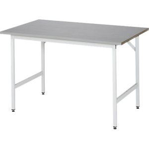 Rau Arbeitstisch Jerry, manuell höhenverstellbar, 25 mm MDF-Platte mit Edelstahlbelag, bis 300 kg, B 1250 x T 800 x H 800-850 mm, silber/lichtgrau Rau Arbeitstisch Jerry, manuell höhenverstellbar, 25 mm MDF-Platte mit Edelstahlbelag, bis 300 kg, B 1250 x T 800 x H 800-850 mm, silber/lichtgrau