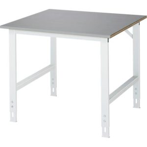 Rau Arbeitstisch Tom, manuell höhenverstellbar, 25 mm MDF-Platte mit Edelstahlbelag, bis 500 kg, B 1000 x T 1000 x H 760-1080 mm, silber/lichtgrau Rau Arbeitstisch Tom, manuell höhenverstellbar, 25 mm MDF-Platte mit Edelstahlbelag, bis 500 kg, B 1000 x T 1000 x H 760-1080 mm, silber/lichtgrau