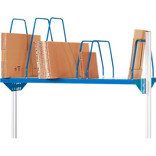 Rau Kartonagenmagazin für höhenverstellbare Arbeitsplatzsysteme Serie E, 5 Steckbügel, B 1500 x T 600 x H 600 mm, lichtgrau, bis 30 kg
