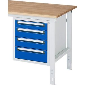 Rau Unterbau-Container für höhenverstellbare Arbeitstische Jerry, Tom, Serie E, Adlatus, 4 Schubladen, B 480 x T 600 x H 545 mm, lichtgrau/enzianblau Rau Unterbau-Container für höhenverstellbare Arbeitstische Jerry, Tom, Serie E, Adlatus, 4 Schubladen, B 480 x T 600 x H 545 mm, lichtgrau/enzianblau
