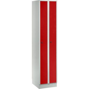 Raumspargarderobe, Abteilbreite 200 mm, abschließbar, 2 Abteile, rot Raumspargarderobe, Abteilbreite 200 mm, abschließbar, 2 Abteile, rot