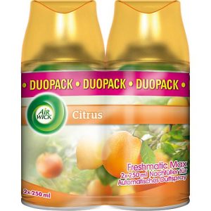 Raumspray Air Wick Citrus, Duo-Pack 2 x 250 ml, Nachfüller für Freshmatic-Max-Geräte, für bis zu 60 Tage Raumspray Air Wick Citrus, Duo-Pack 2 x 250 ml, Nachfüller für Freshmatic-Max-Geräte, für bis zu 60 Tage