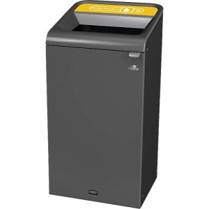 Recyclingstation Rubbermaid Configure, für Kunststoff, 87 l, Magnetverbindung, B 495 x T 489 x H 975 mm, gelb