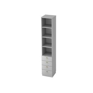 Regal mit 4 Schubladen, B 400 x T 420 x H 2200 mm, lichtgrau Regal mit 4 Schubladen, B 400 x T 420 x H 2200 mm, lichtgrau