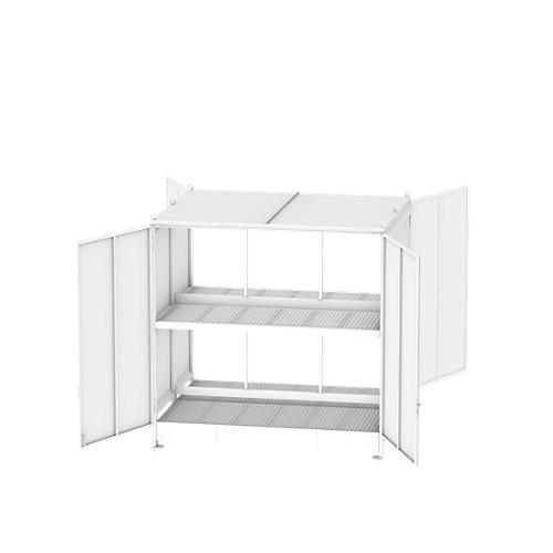 Regalcontainer BAUER CEN 29-2b, Stahl, Doppelflügeltor, B 3280 x T 2900 x H 2980 mm, orange