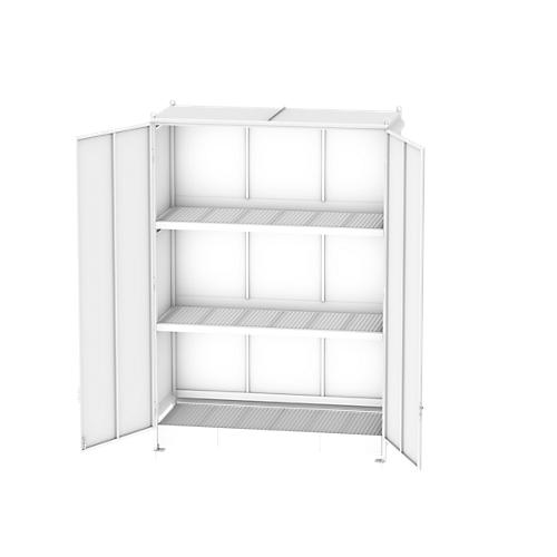 Regalcontainer BAUER CEN 29-3 IBC, Stahl, Doppelflügeltor, B 3565 x T 1585 x H 4950 mm, blau