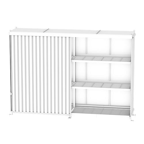 Regalcontainer BAUER CEN 59-3, Stahl, Schiebetor, B 6540 x T 1600 x H 4415 mm, orange