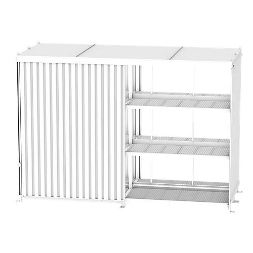 Regalcontainer BAUER CEN 81-3b, Stahl, Schiebetor, B 8400 x T 2900 x H 4550 mm, rot