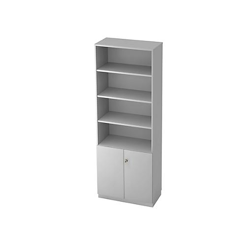 Regalschrank 6 OH, 2 OH geschlossen, B 800 x T 420 mm, lichtgrau