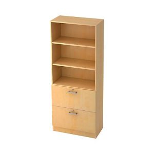 Regalschrank TARVIS, 5 OH, 2 HR-Auszüge, 60 kg Tragkraft, abschließbar, 2 Fachböden, B 800 x T 420 x H 2004 mm, Ahorn-Dekor Regalschrank TARVIS, 5 OH, 2 HR-Auszüge, 60 kg Tragkraft, abschließbar, 2 Fachböden, B 800 x T 420 x H 2004 mm, Ahorn-Dekor