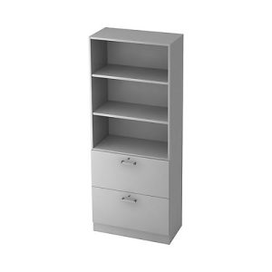 Regalschrank TARVIS, 5 OH, 2 HR-Auszüge, 60 kg Tragkraft, abschließbar, 2 Fachböden, B 800 x T 420 x H 2004 mm, lichtgrau Regalschrank TARVIS, 5 OH, 2 HR-Auszüge, 60 kg Tragkraft, abschließbar, 2 Fachböden, B 800 x T 420 x H 2004 mm, lichtgrau