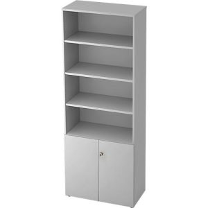 Regalschrank TOPAS LINE, 4 OH Regal/2 OH Türen, lichtgrau/lichtgrau Regalschrank TOPAS LINE, 4 OH Regal/2 OH Türen, lichtgrau/lichtgrau
