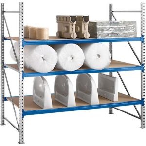 Regalsystem WR 600, Grundfeld, Traverse blau, mit 2 Ebenen, 2200 x 1800 x 800 mm Regalsystem WR 600, Grundfeld, Traverse blau, mit 2 Ebenen, 2200 x 1800 x 800 mm