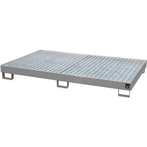 Regalwanne Typ RW/GR 2200-1, mit Gitterrost, grau RAL7005