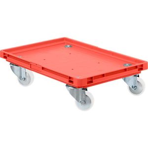 Roll-Fix, Kunststoff-Rollen, rot, 600 x 400 x 125 mm Roll-Fix, Kunststoff-Rollen, rot, 600 x 400 x 125 mm