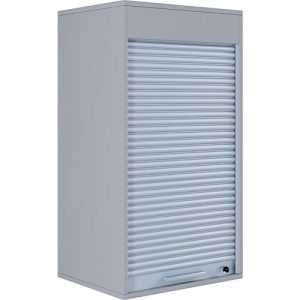 Rolladenschrank Aktos L, 2 Ordnerhöhen, abschließbar, Bügelgriff, B 500 x T 400 x H 930 mm, Holz, grau Rolladenschrank Aktos L, 2 Ordnerhöhen, abschließbar, Bügelgriff, B 500 x T 400 x H 930 mm, Holz, grau