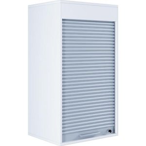 Rolladenschrank Aktos L, 2 Ordnerhöhen, abschließbar, Bügelgriff, B 500 x T 400 x H 930 mm, Holz, weiß Rolladenschrank Aktos L, 2 Ordnerhöhen, abschließbar, Bügelgriff, B 500 x T 400 x H 930 mm, Holz, weiß