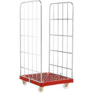 Rollbox, 2-seitig,Kunststoffbodenplatte, 724 x 815 x 1660 mm, rot (RAL 3000) Rollbox, 2-seitig,Kunststoffbodenplatte, 724 x 815 x 1660 mm, rot (RAL 3000)