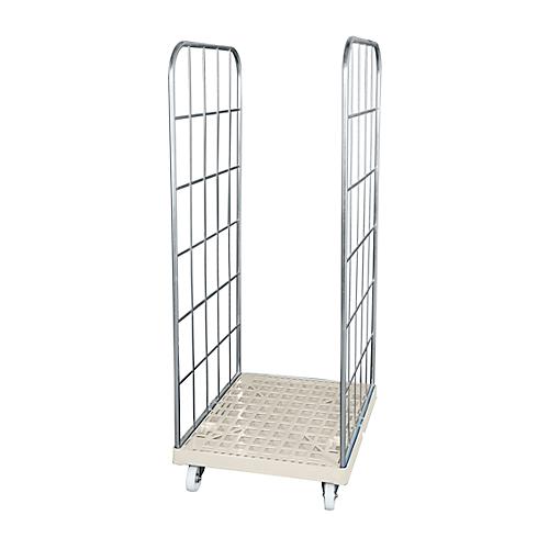 Rollbox, 2-seitig, Kunststoffbodenplatte, 724 x 815 x 1850 mm, grau (RAL 7032)