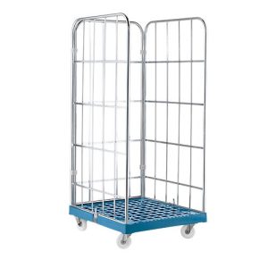 Rollbox, 3-seitig, Kunststoffbodenplatte, 724 x 815 x 1640 mm, blau (RAL 5012) Rollbox, 3-seitig, Kunststoffbodenplatte, 724 x 815 x 1640 mm, blau (RAL 5012)