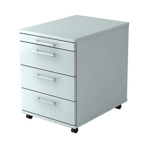 Rollcontainer, 1 Utensilienauszug, 3 Schubladen, B 428 x T 560 x H 590 mm, lichtgrau Rollcontainer, 1 Utensilienauszug, 3 Schubladen, B 428 x T 560 x H 590 mm, lichtgrau