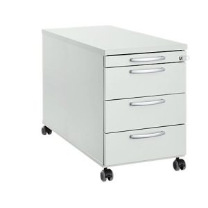 Rollcontainer 1333, 3 Schübe & 1 Utensilienauszug, abschließbar, runde Griffe, Holz/Stahl/Kunststoff, B 434 x T 800 x H 613 mm, lichtgrau Rollcontainer 1333, 3 Schübe & 1 Utensilienauszug, abschließbar, runde Griffe, Holz/Stahl/Kunststoff, B 434 x T 800 x H 613 mm, lichtgrau