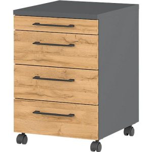 Rollcontainer 1333 Profi 2.0, 1 Utensilienauszug, 3 Schübe, Bügelgriffe, B 420 x H 610 x T 490 mm, Grandson Eiche/graphit Rollcontainer 1333 Profi 2.0, 1 Utensilienauszug, 3 Schübe, Bügelgriffe, B 420 x H 610 x T 490 mm, Grandson Eiche/graphit