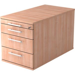 Rollcontainer, 3 Schübe, 1 Utelsilienauszug, B 428 x T 800 x H 512 mm, Nussbaum Rollcontainer, 3 Schübe, 1 Utelsilienauszug, B 428 x T 800 x H 512 mm, Nussbaum
